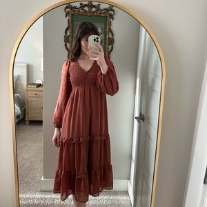 Rust colored Moon River Midi Dress XS